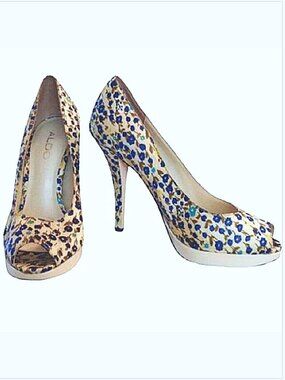 Aldo Floral Satin Platform Peep Toe Heels NEW Sz. 36/6